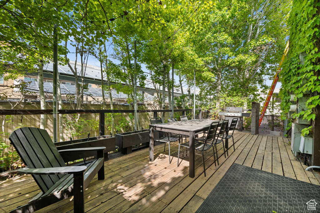 Wooden terrace with grilling area