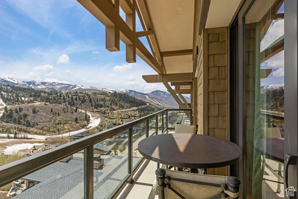 Balcony with a mountain view