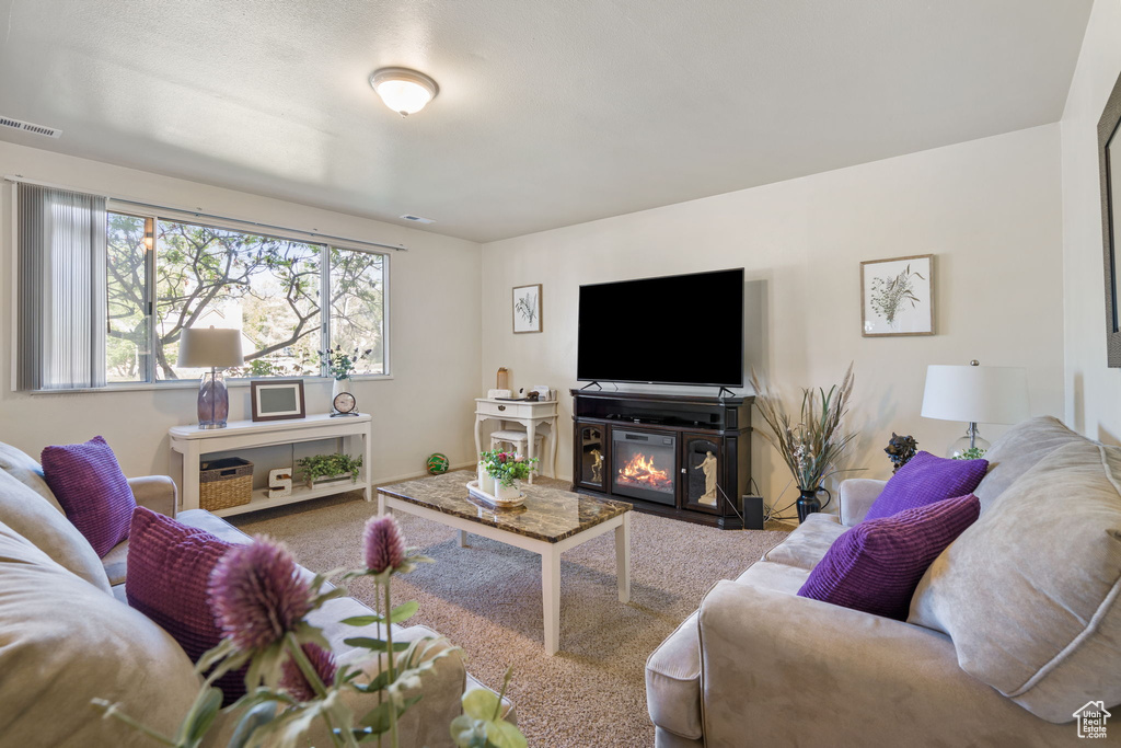 View of carpeted living room