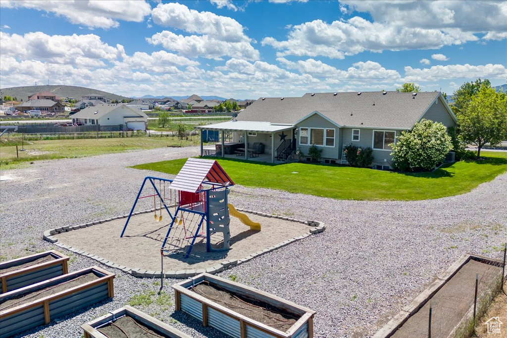 Exterior space featuring a playground