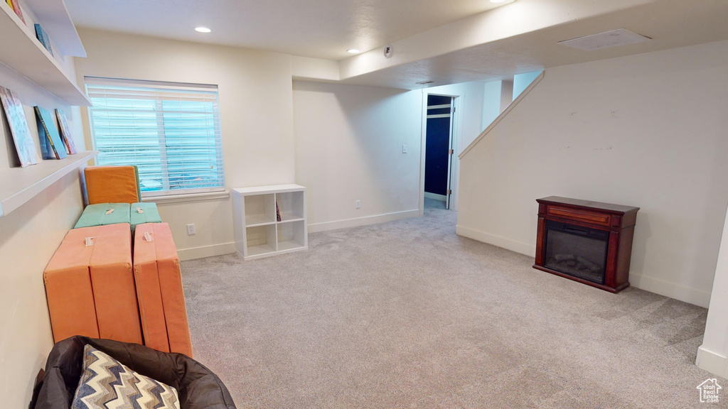 Interior space featuring carpet floors