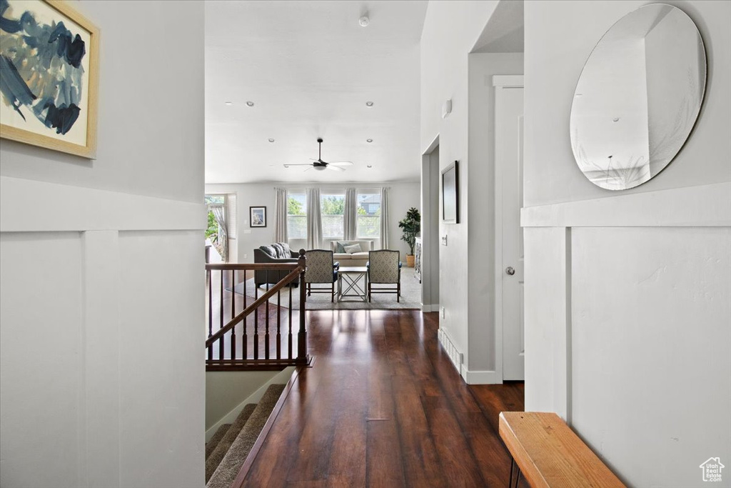 Hall featuring dark hardwood / wood-style floors