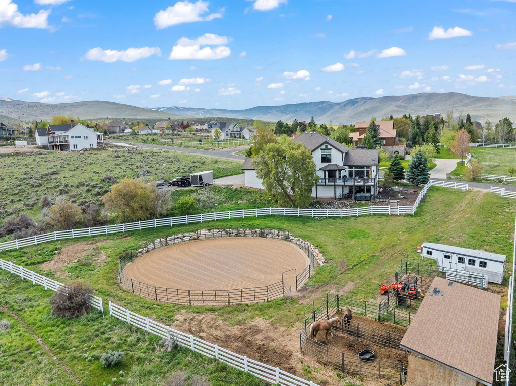 Bird\'s eye view with a rural view and a mountain view