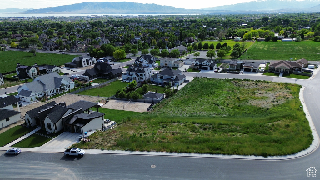 Aerial view featuring a mountain view