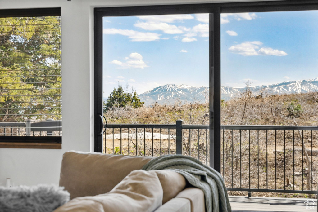 Balcony with a mountain view