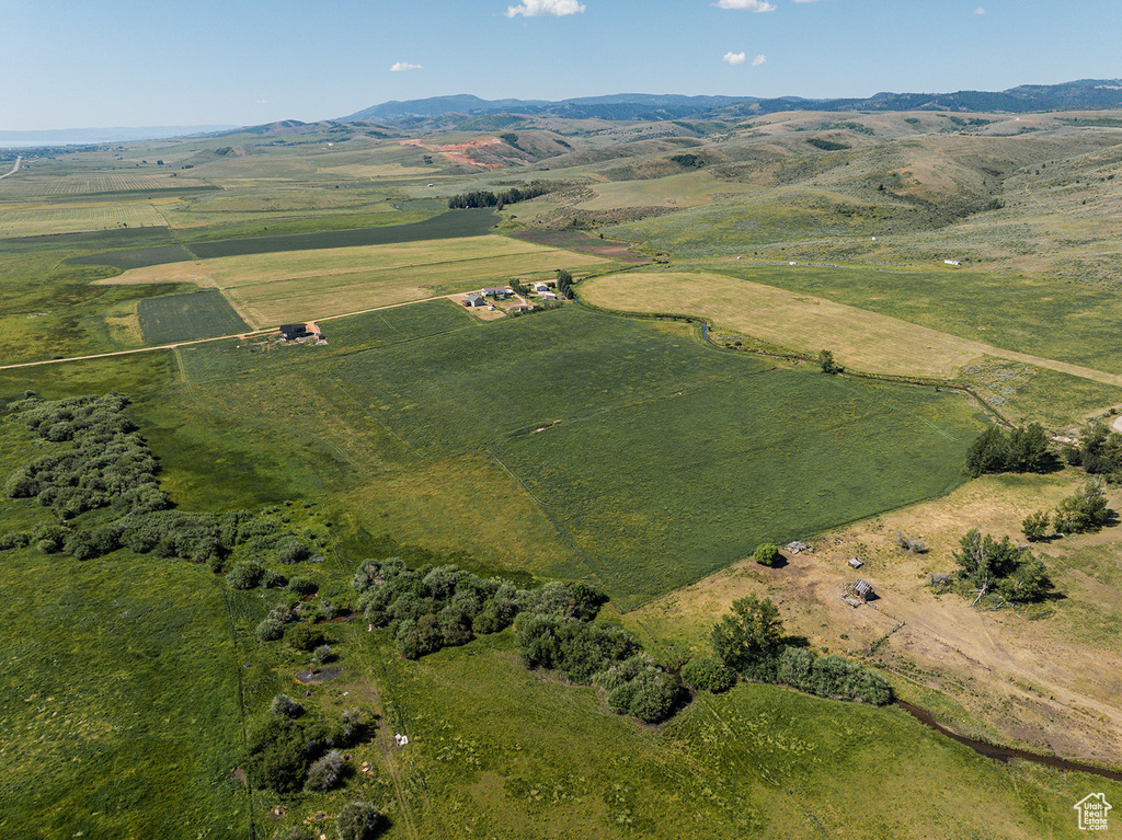 Aerial view featuring a mountain view and a rural view