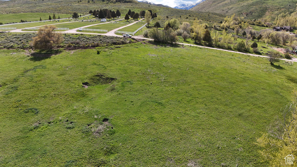Aerial view with a rural view and a mountain view