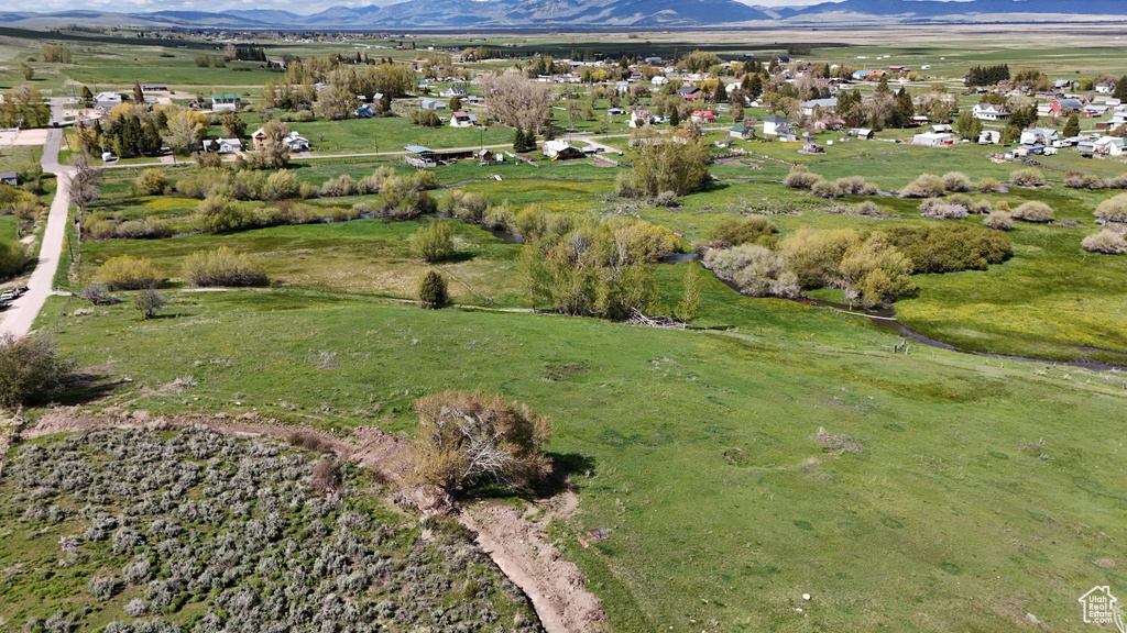 Aerial view with a rural view and a mountain view