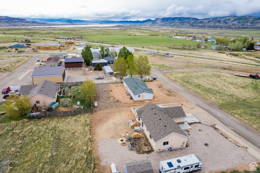 Drone / aerial view with a mountain view