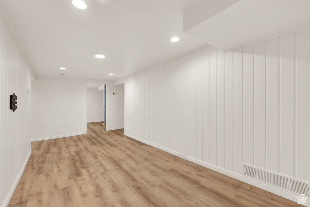 Interior space with light hardwood / wood-style flooring