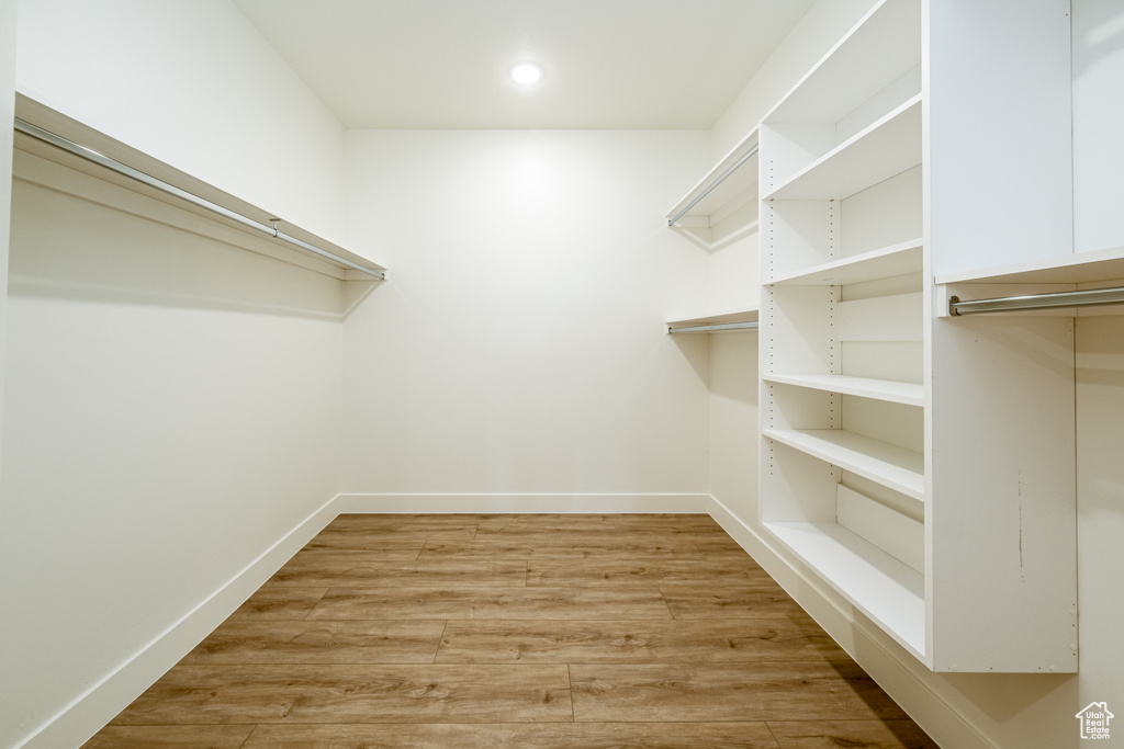 Spacious closet with light wood-type flooring