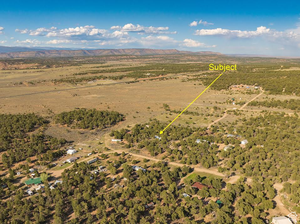 Aerial view featuring a mountain view