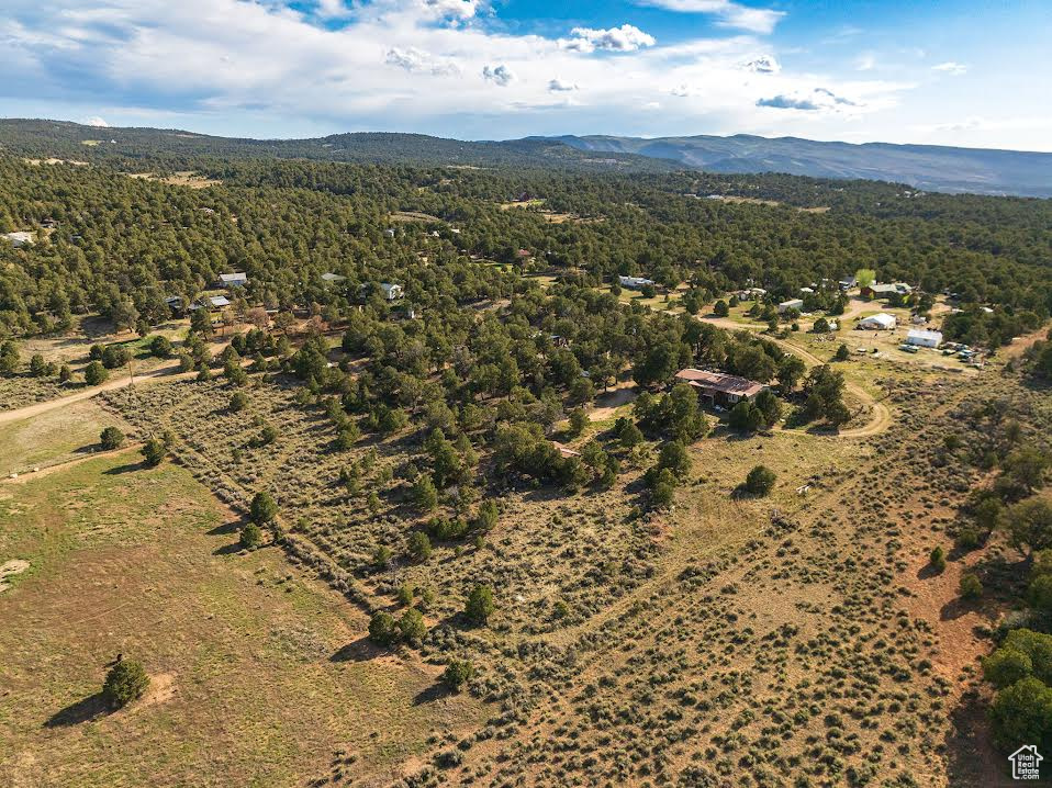 Aerial view featuring a mountain view