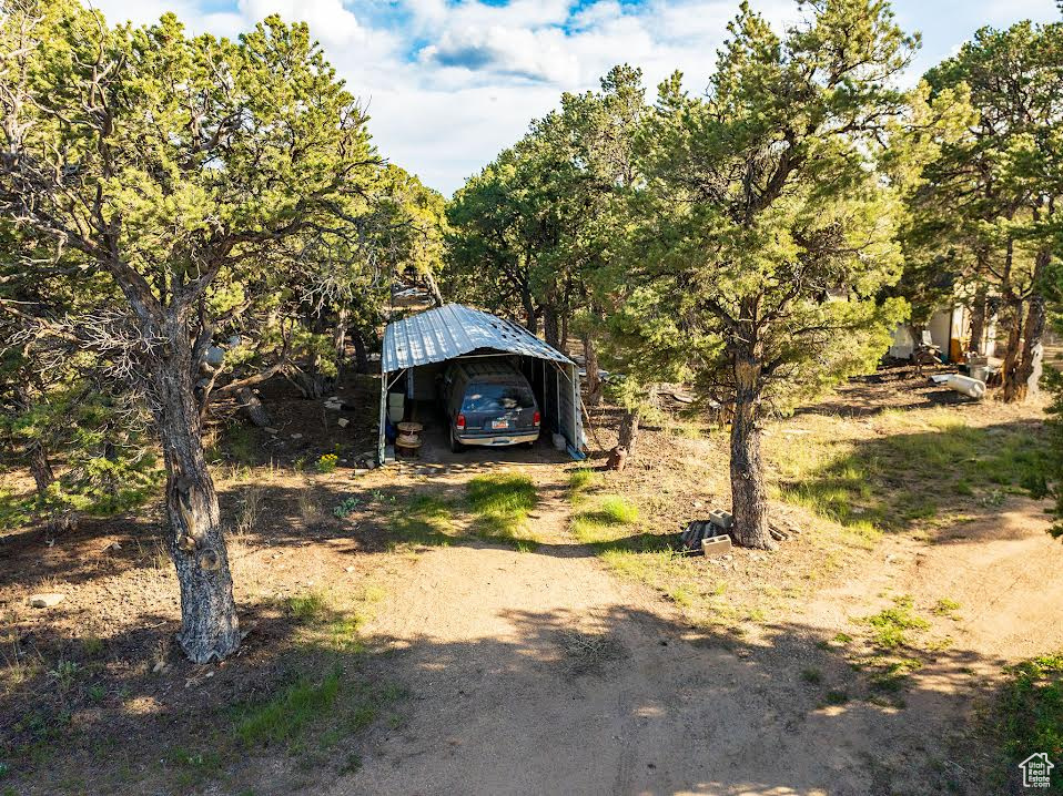 View of yard featuring a carport