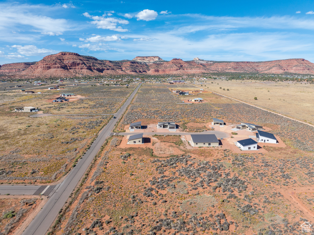 Aerial view featuring a mountain view