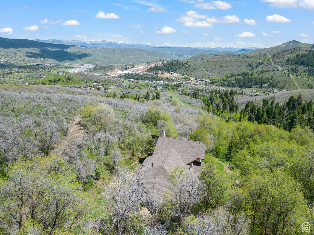 Bird's eye view with a mountain view