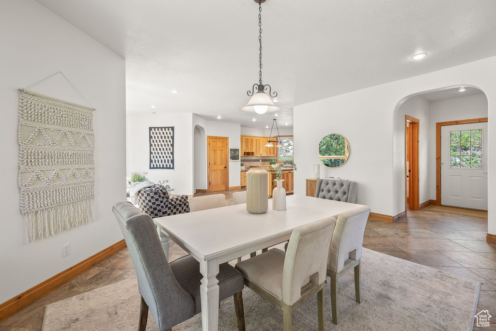 Dining area featuring tile flooring