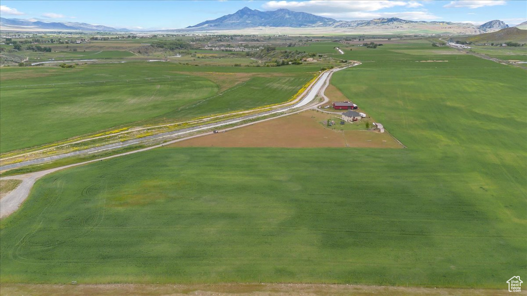 Aerial view with a rural view and a mountain view