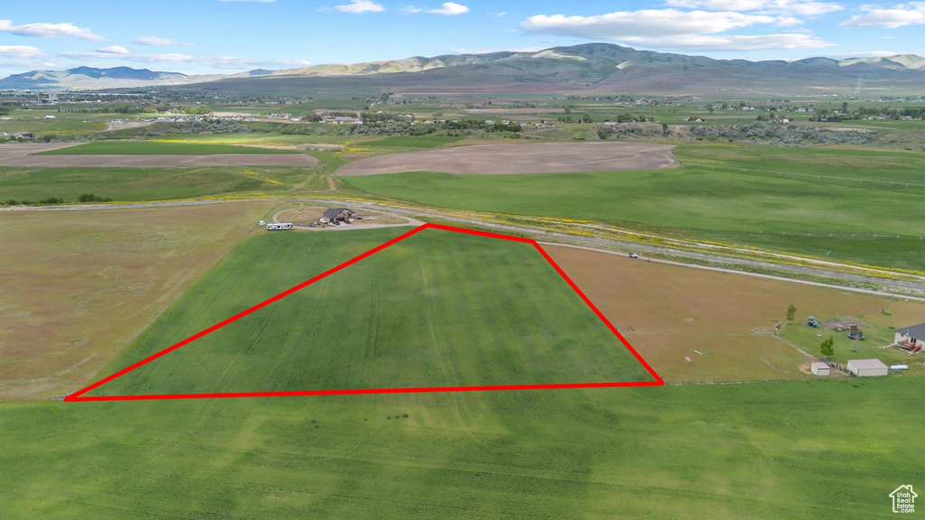 Aerial view with a mountain view and a rural view