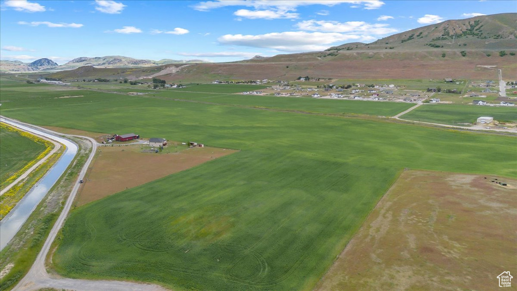 Aerial view featuring a mountain view and a rural view