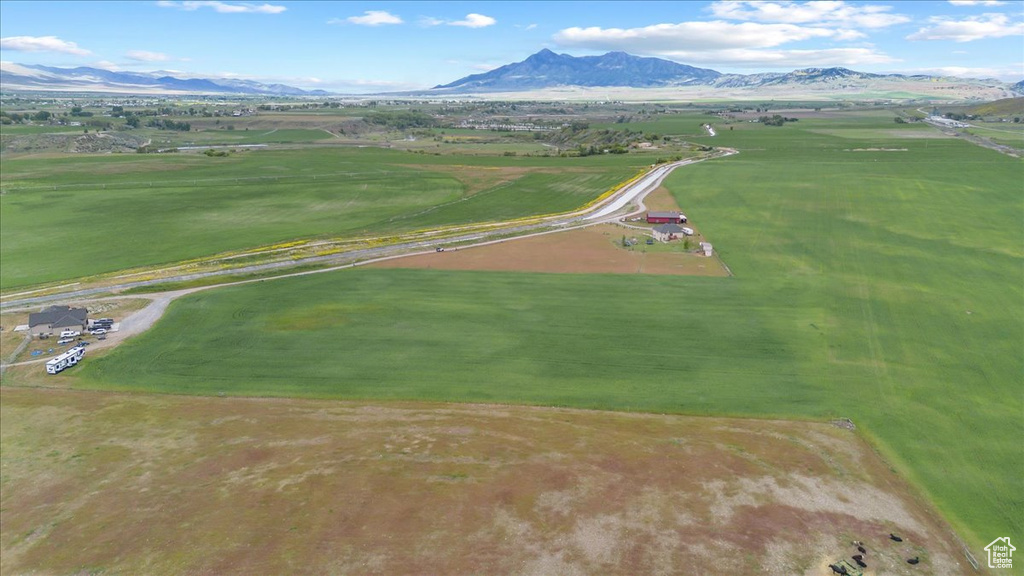 Aerial view featuring a mountain view and a rural view