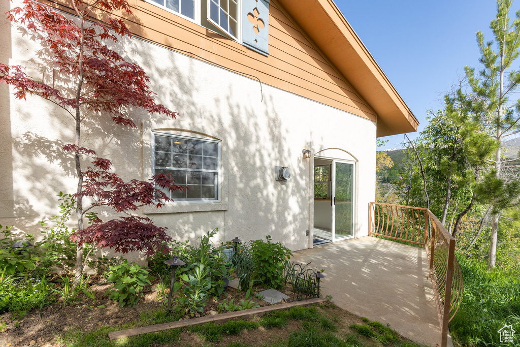 Exterior space with a patio area