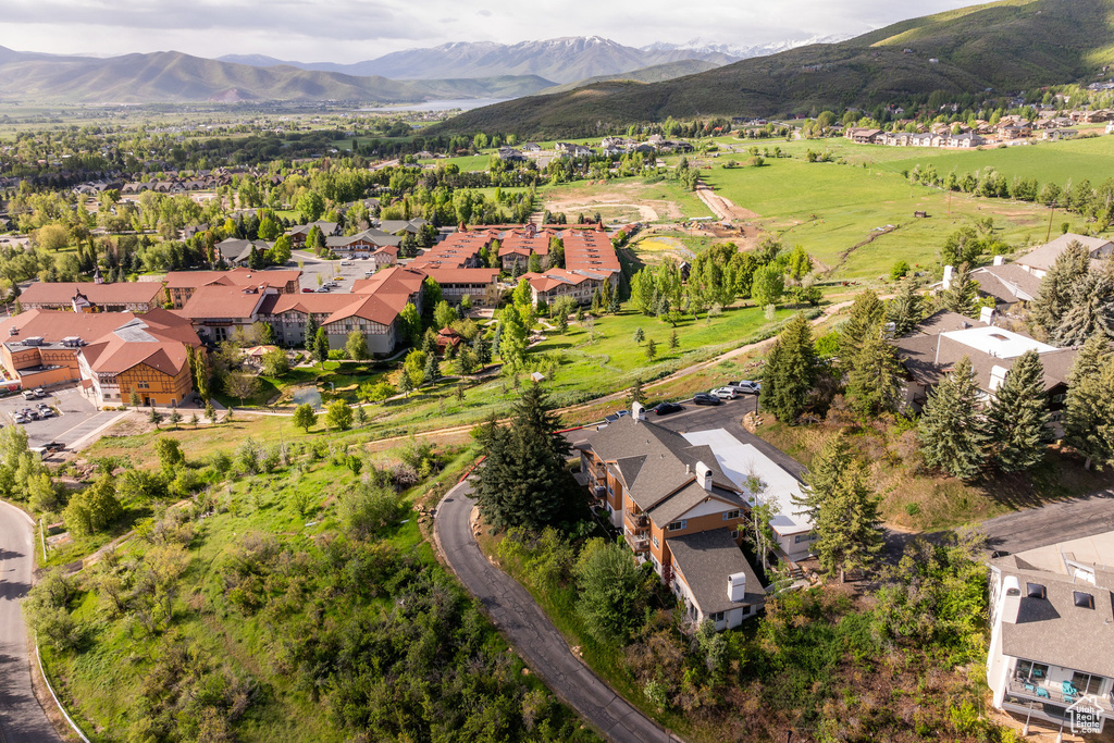 Drone / aerial view with a mountain view