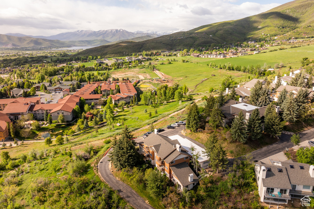 Aerial view with a mountain view