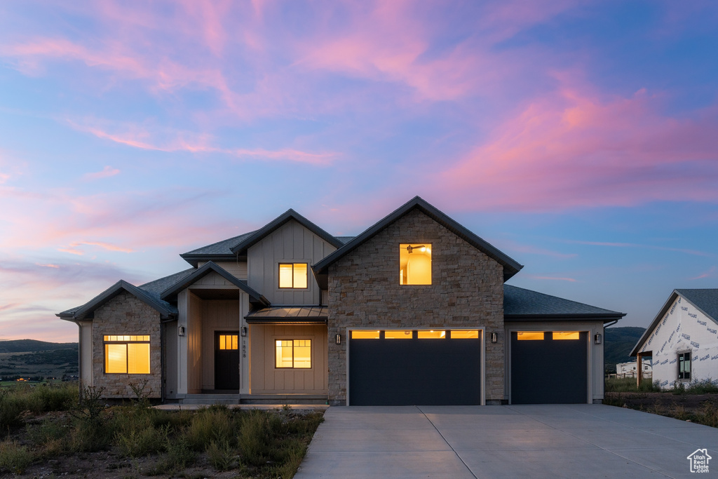 View of modern inspired farmhouse