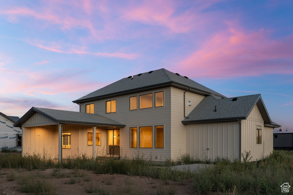 View of back house at dusk