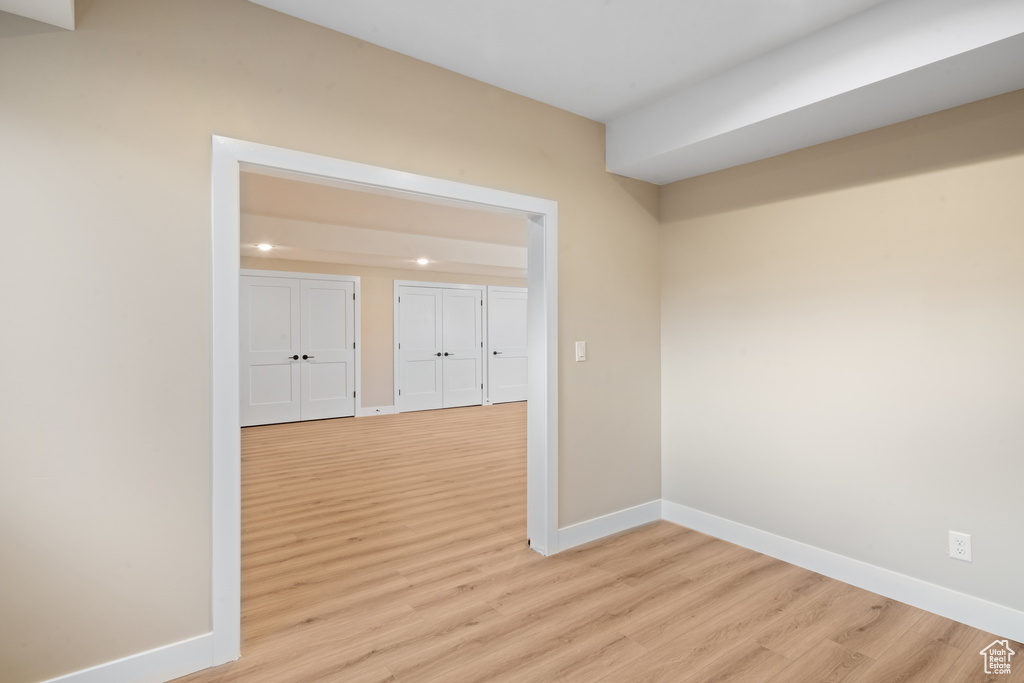 Empty room featuring light hardwood / wood-style floors