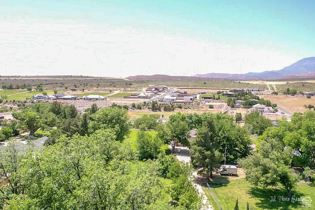 Drone / aerial view with a mountain view