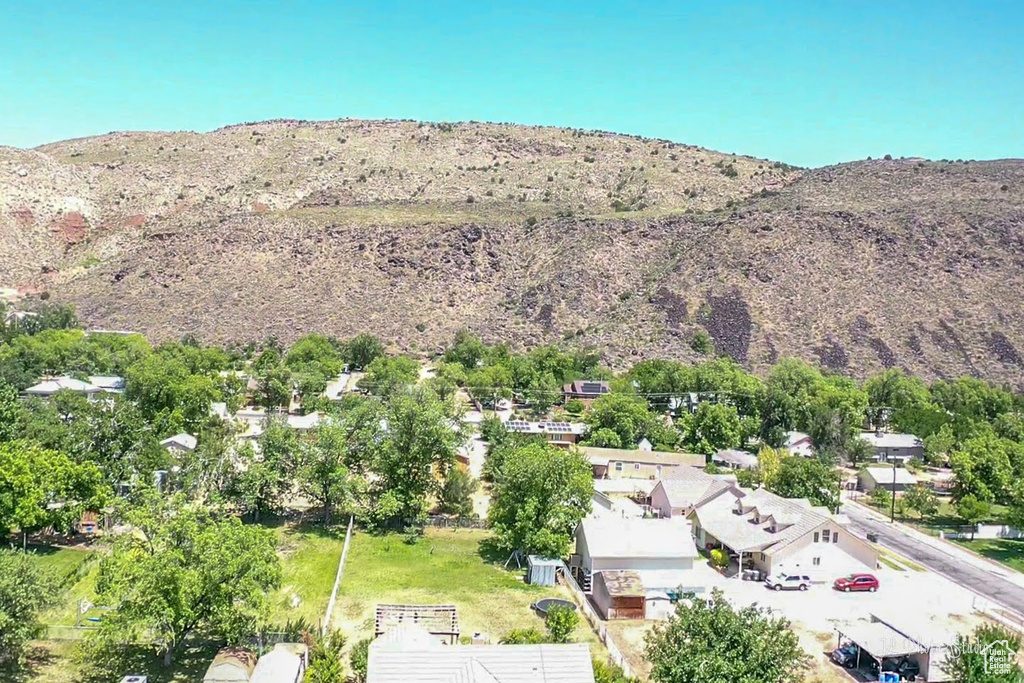 Drone / aerial view with a mountain view