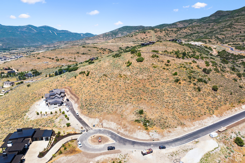 Aerial view featuring a mountain view