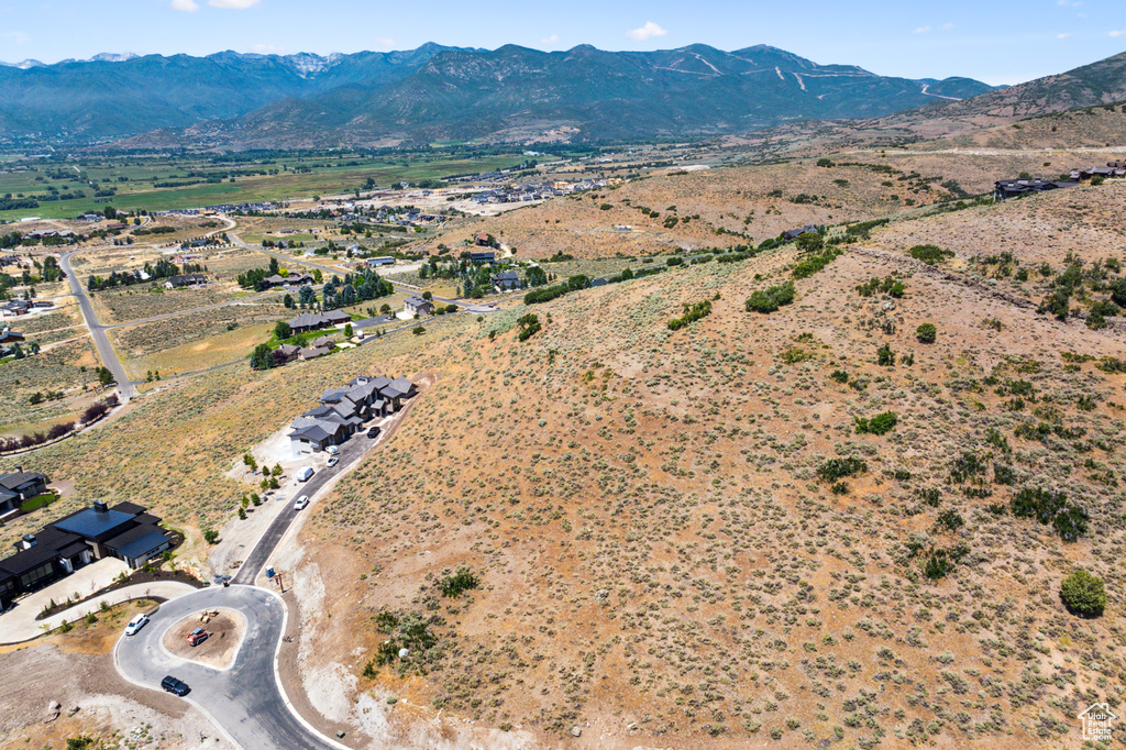 Aerial view with a mountain view