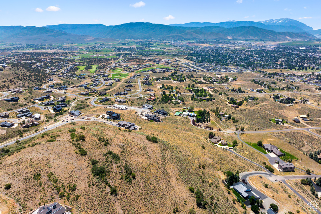 Drone / aerial view with a mountain view