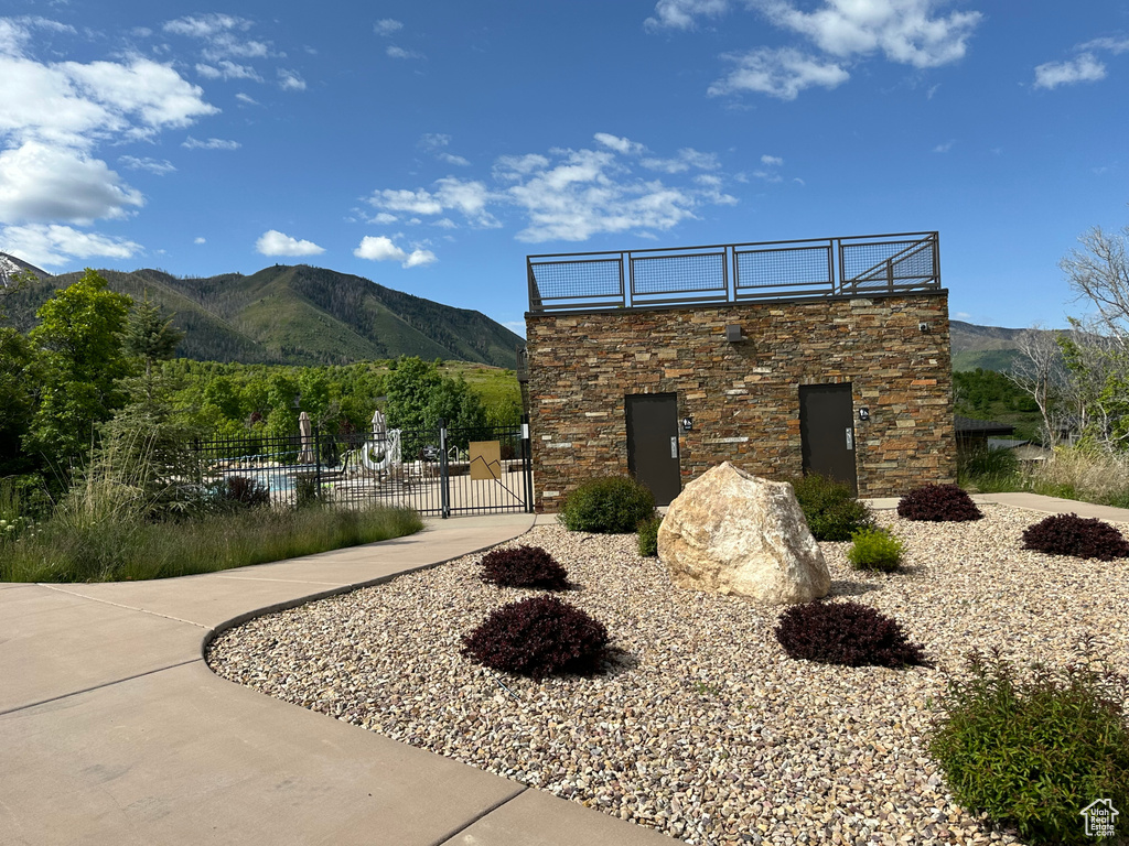 View of front of home with a mountain view