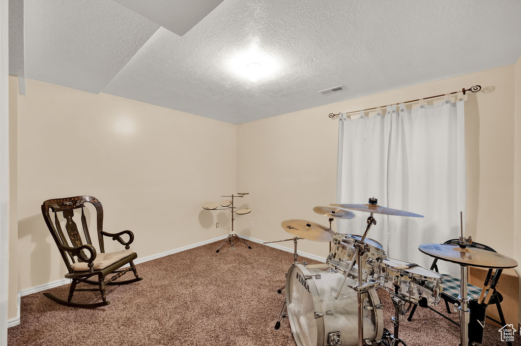 Interior space with a textured ceiling