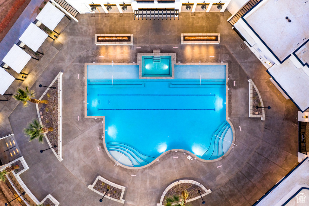 View of pool featuring a patio area