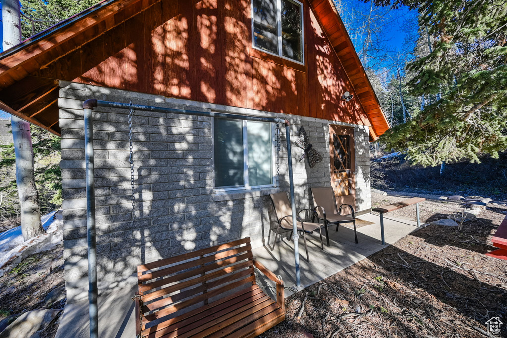 Exterior space featuring a patio area