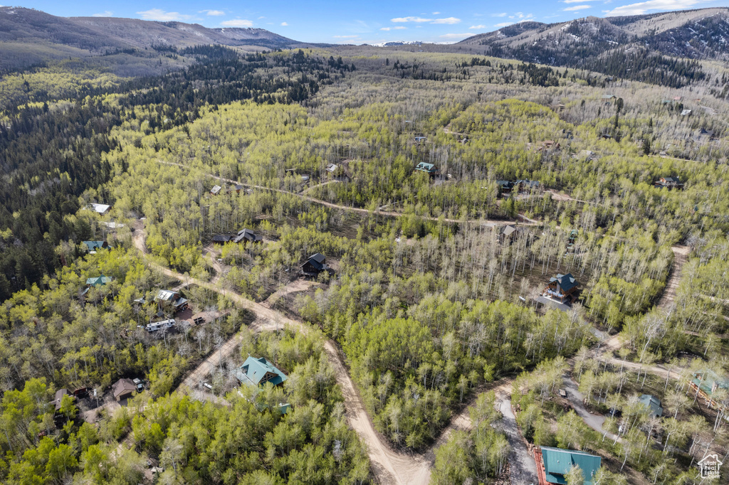 Drone / aerial view featuring a mountain view