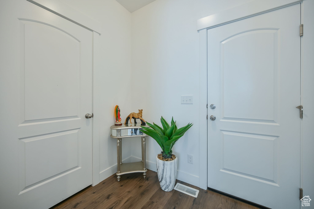 Foyer featuring dark hardwood / wood-style flooring