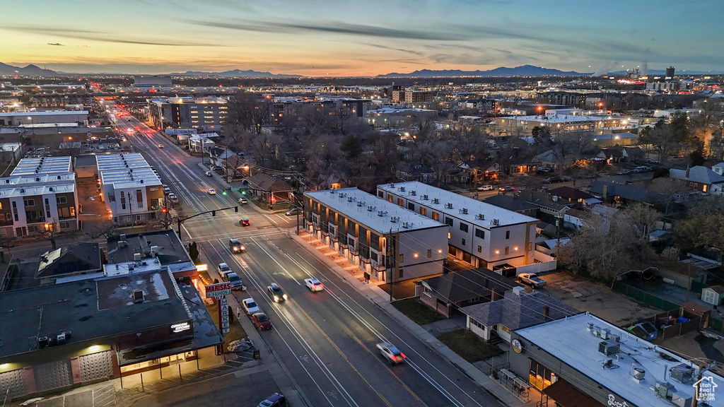 View of aerial view at dusk