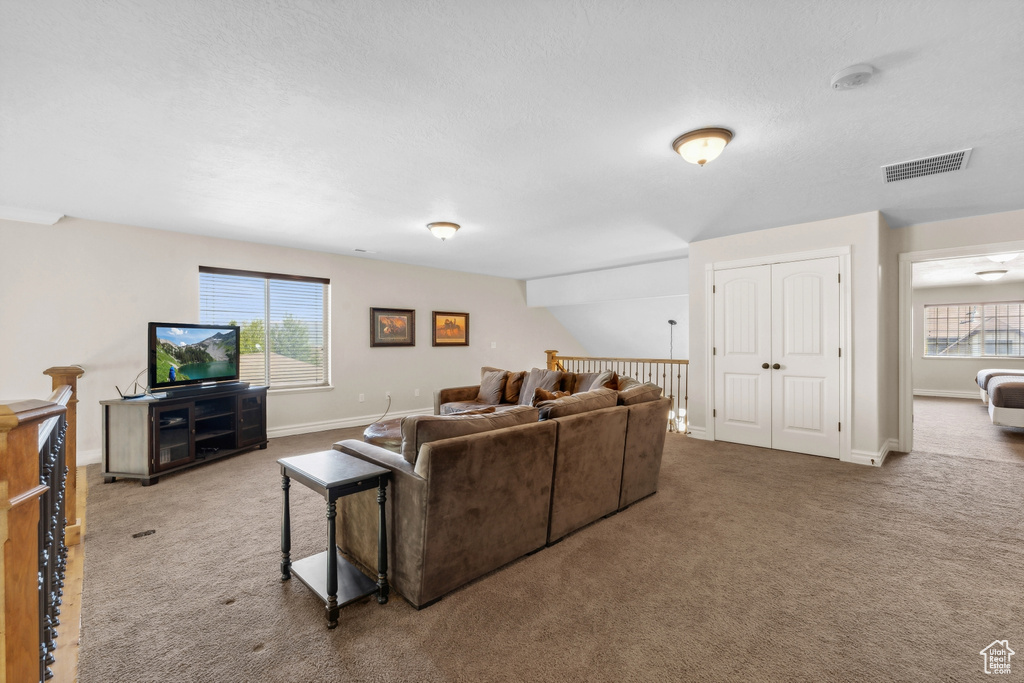 Living room with carpet flooring