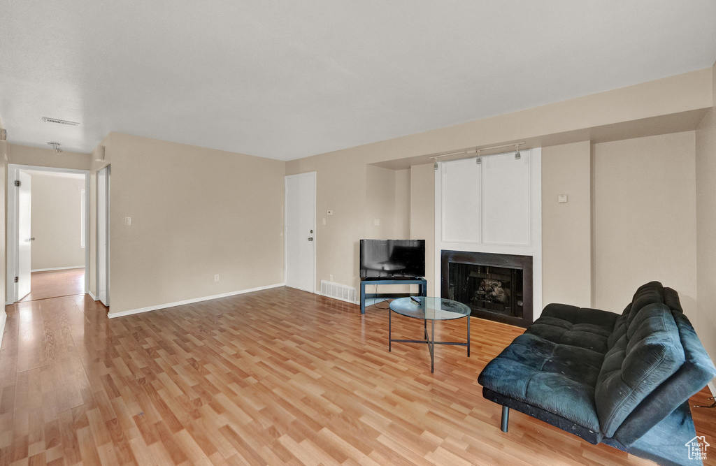 Living room featuring light hardwood / wood-style flooring