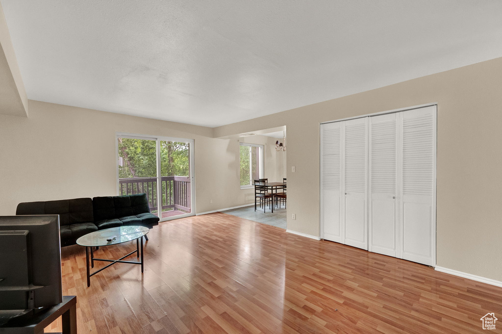 Living room featuring light wood-type flooring