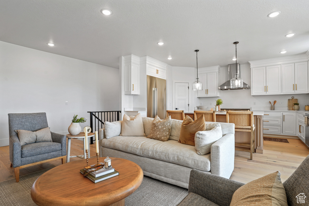 Living room featuring light wood-type flooring