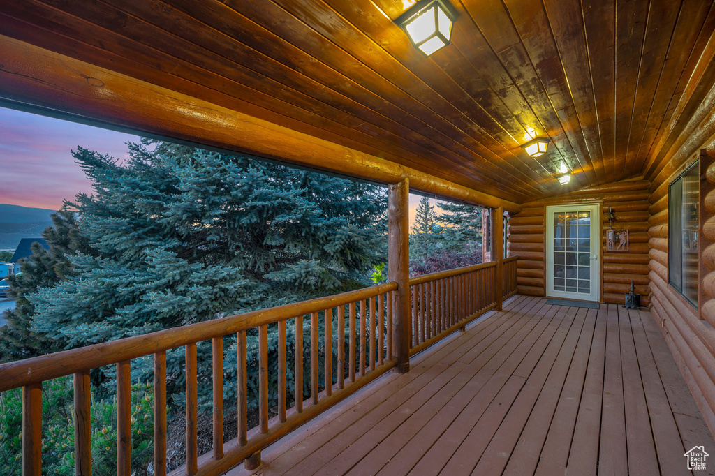View of deck at dusk