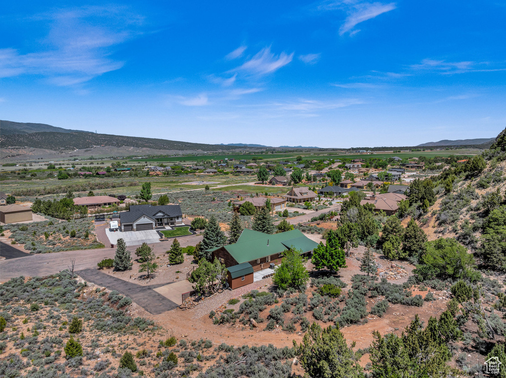 Drone / aerial view with a mountain view