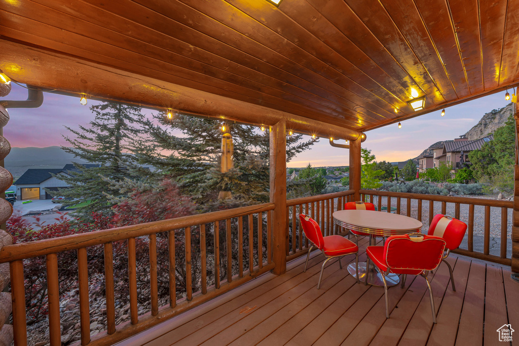View of deck at dusk